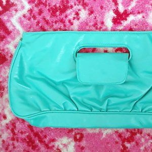 Vintage Aqua 80s 90s Clutch Handbag Retro Pinup